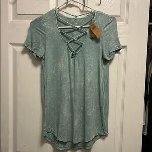 Light Blue Lace-Up Women's Top